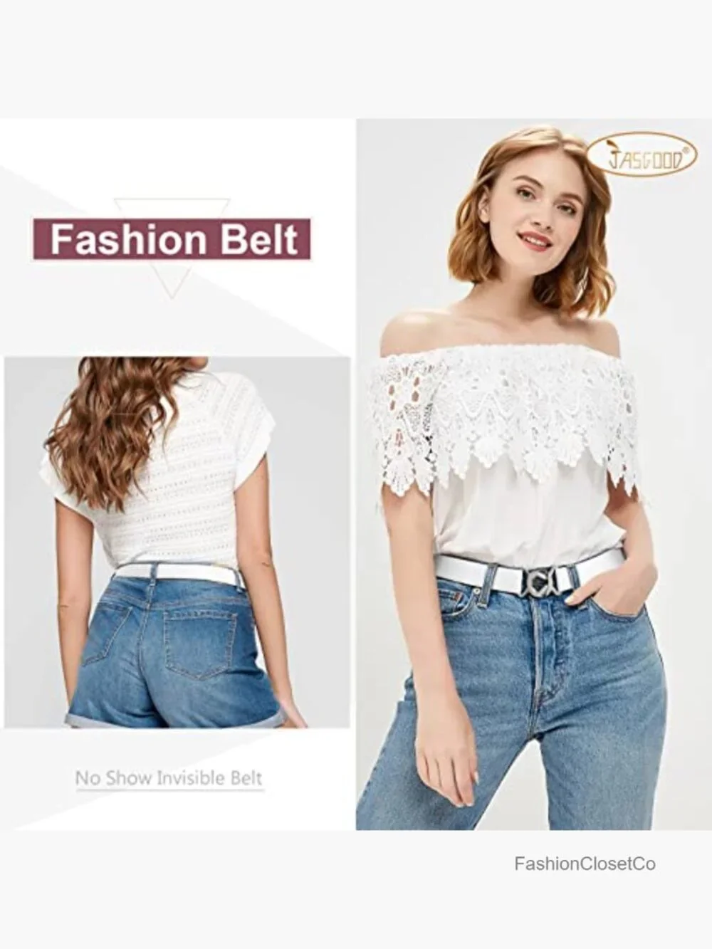 No Show Stretch Belt 2 Pack Adjustable Elastic Web Belt with Flat Buckle